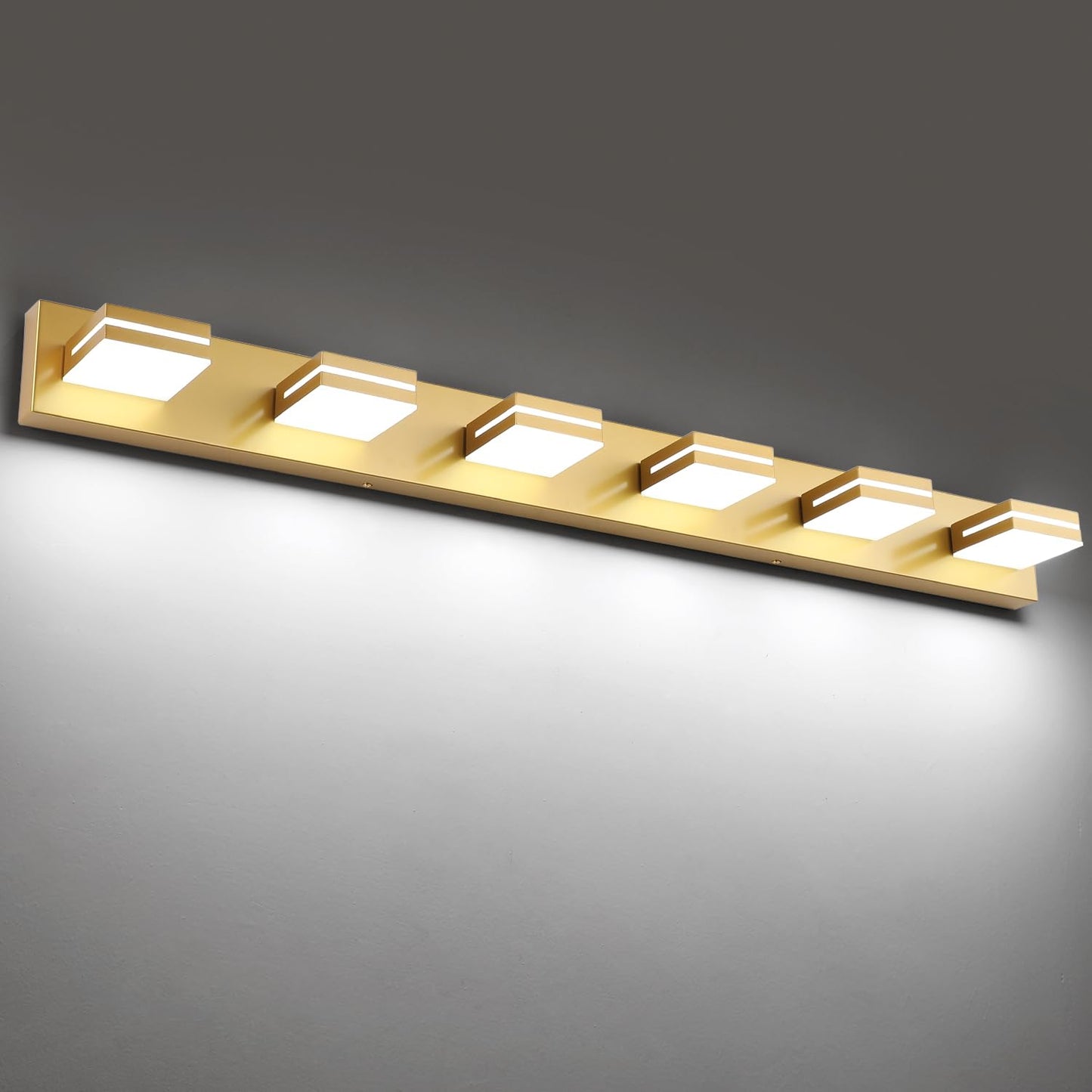 LED Modern Bathroom Vanity Light Fixtures (3-Light, 24-Inch), Matte Black Modern Acrylic Bathroom Wall Lighting Fixtures Over Mirror (Cool White 6000K)