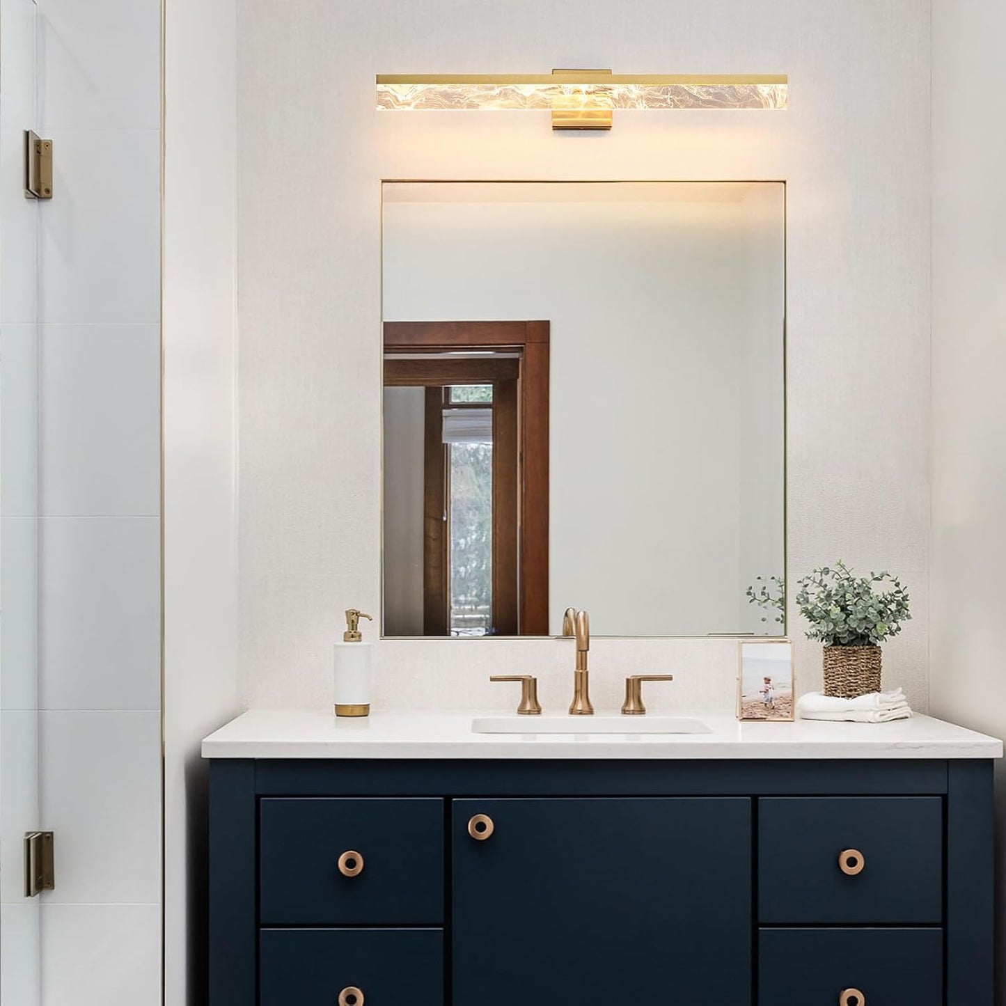 Gold Bathroom Fixtures, 32 Inch Modern Vanity Lights for Bathroom, 24W Dimmable Bathroom Fixtures Over Mirror, Led Vanity Light Bar for Bathroom,