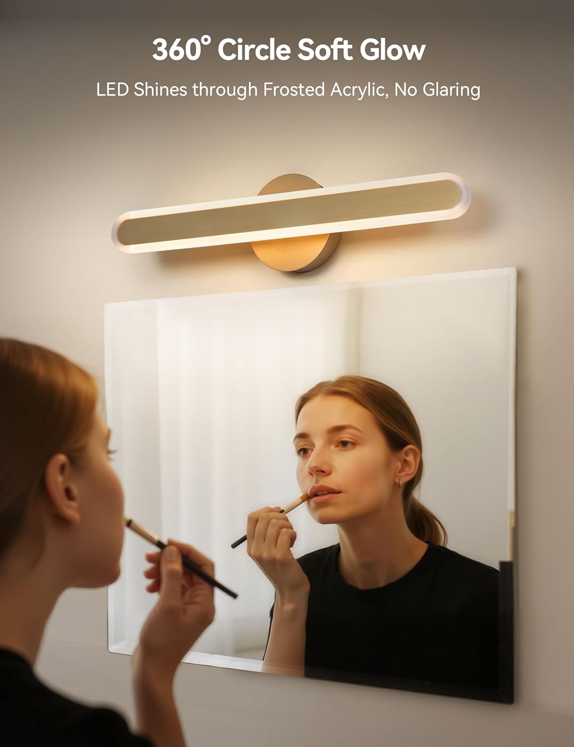 Tubicen Gold Bathroom Vanity Light Wall Light Fixture Over Mirror 10W LED Dimmable Modern Bathroom Sconce 21.6in Linear Wall Lights 3000K