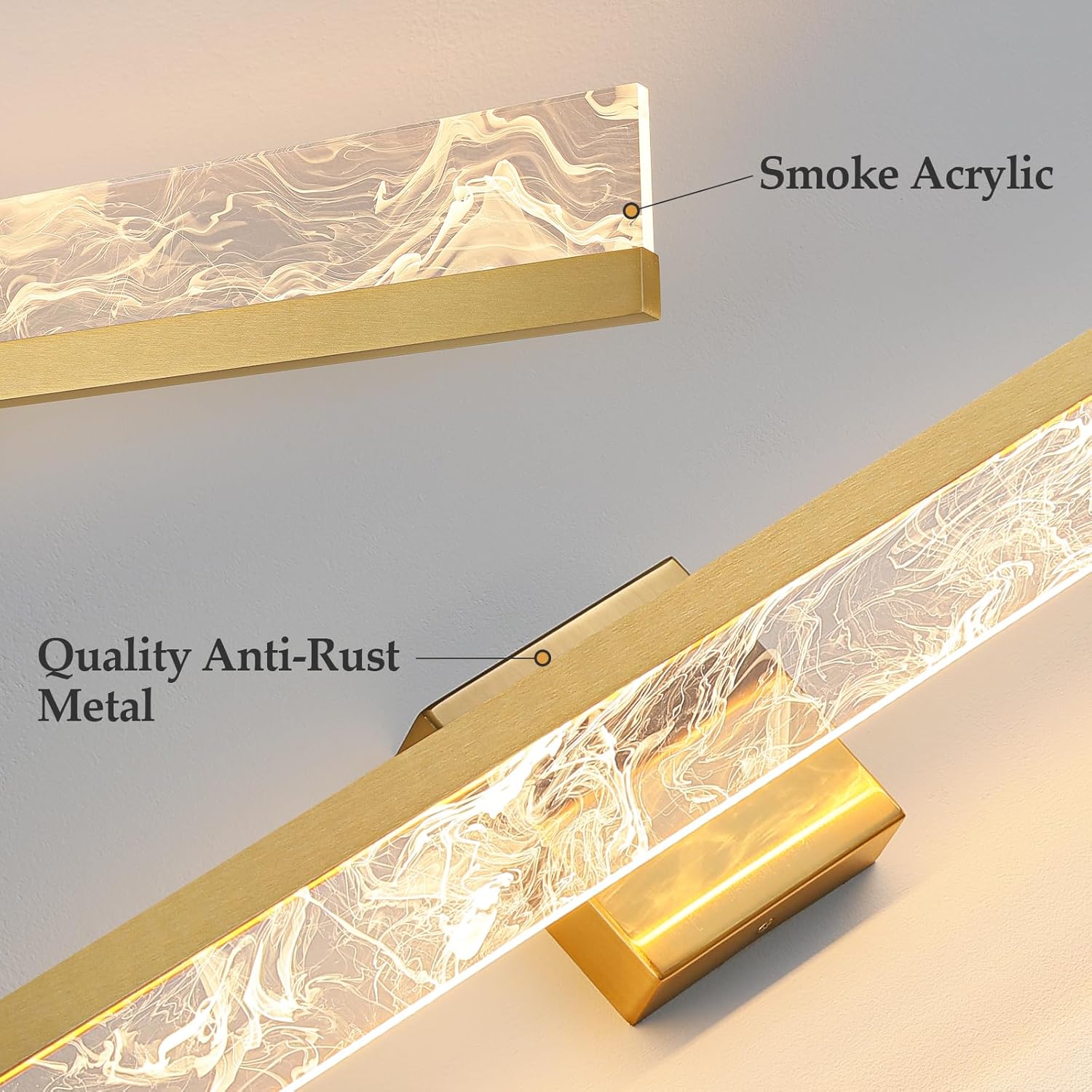 Gold Bathroom Fixtures, 32 Inch Modern Vanity Lights for Bathroom, 24W Dimmable Bathroom Fixtures Over Mirror, Led Vanity Light Bar for Bathroom,